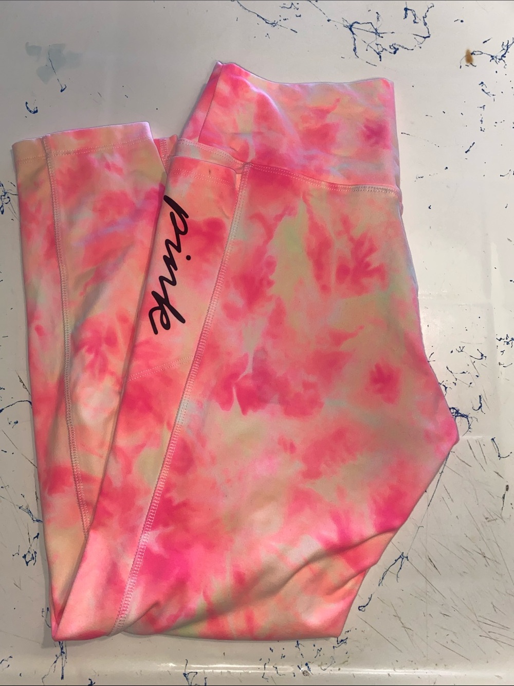 PINK Victoria's Secret Neon Tie-Dye Kids Leggings